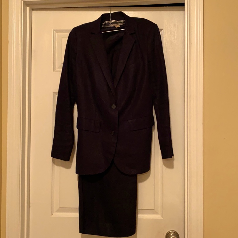 Micheal Kors, 2 piece,navy blue  pants and blazer, linen suit